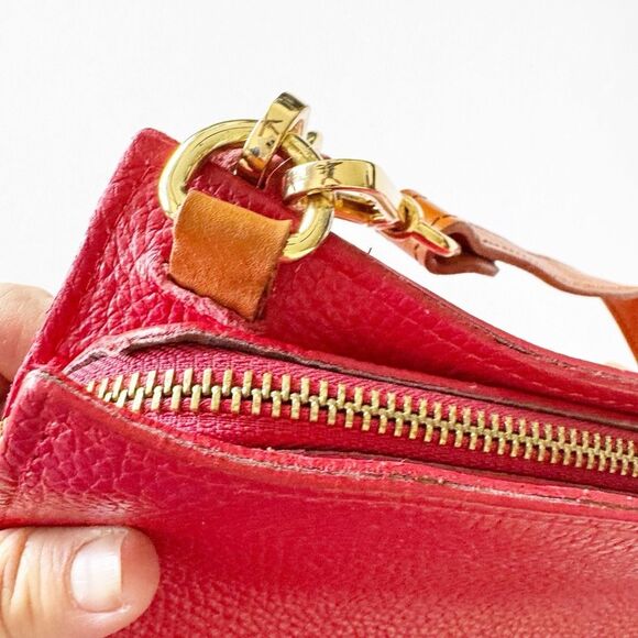 Valentina Zip Around Crossbody Handbag Red Pebbled Leather 2 Straps Italy Nice! - Picture 13 of 14